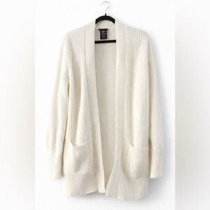 Max & Mia Ivory Ribbed Knit Open-Front Cardigan – Size Small – Real Picture